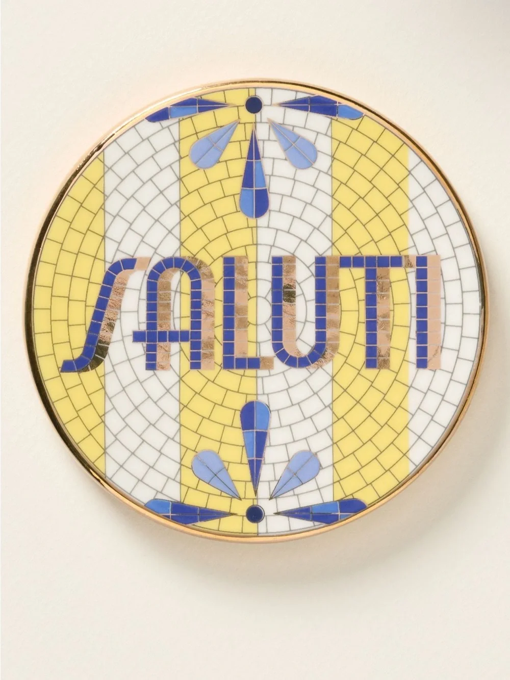 Anthropologie Bistro Tile Stoneware 24k Gold Accent Italia Coaster
